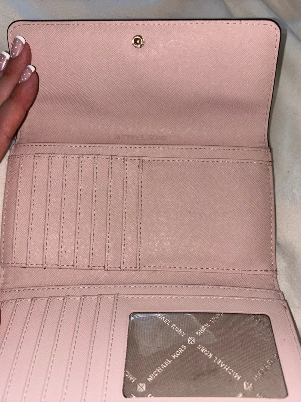 Michael Kors Blush Pink Leather Clutch with Gold Logo - Picture 2 of 3